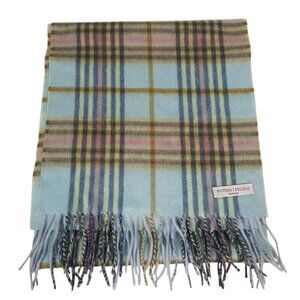 SUTTON STUDIO 100% Cashmere Plaid Scarf Fringe Detail